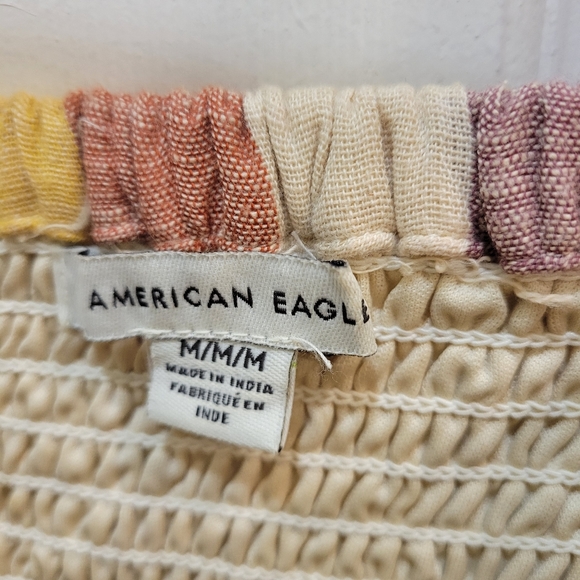 American Eagle Rainbow Stripe Puff Sleeve Mini Dress - Picture 2 of 5